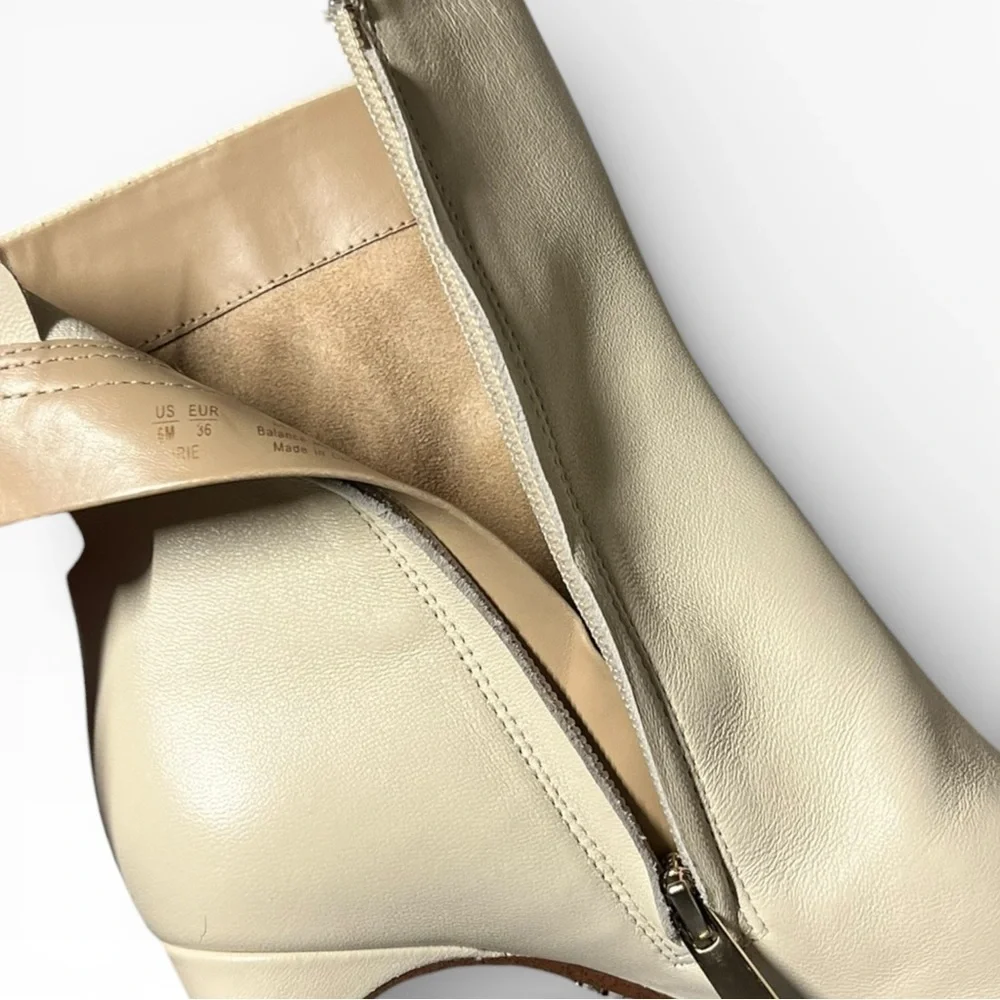 🌻NEW w/box Sam Edelman Irie Ivory Leather Square Toe Block Heel Ankle Booties 6